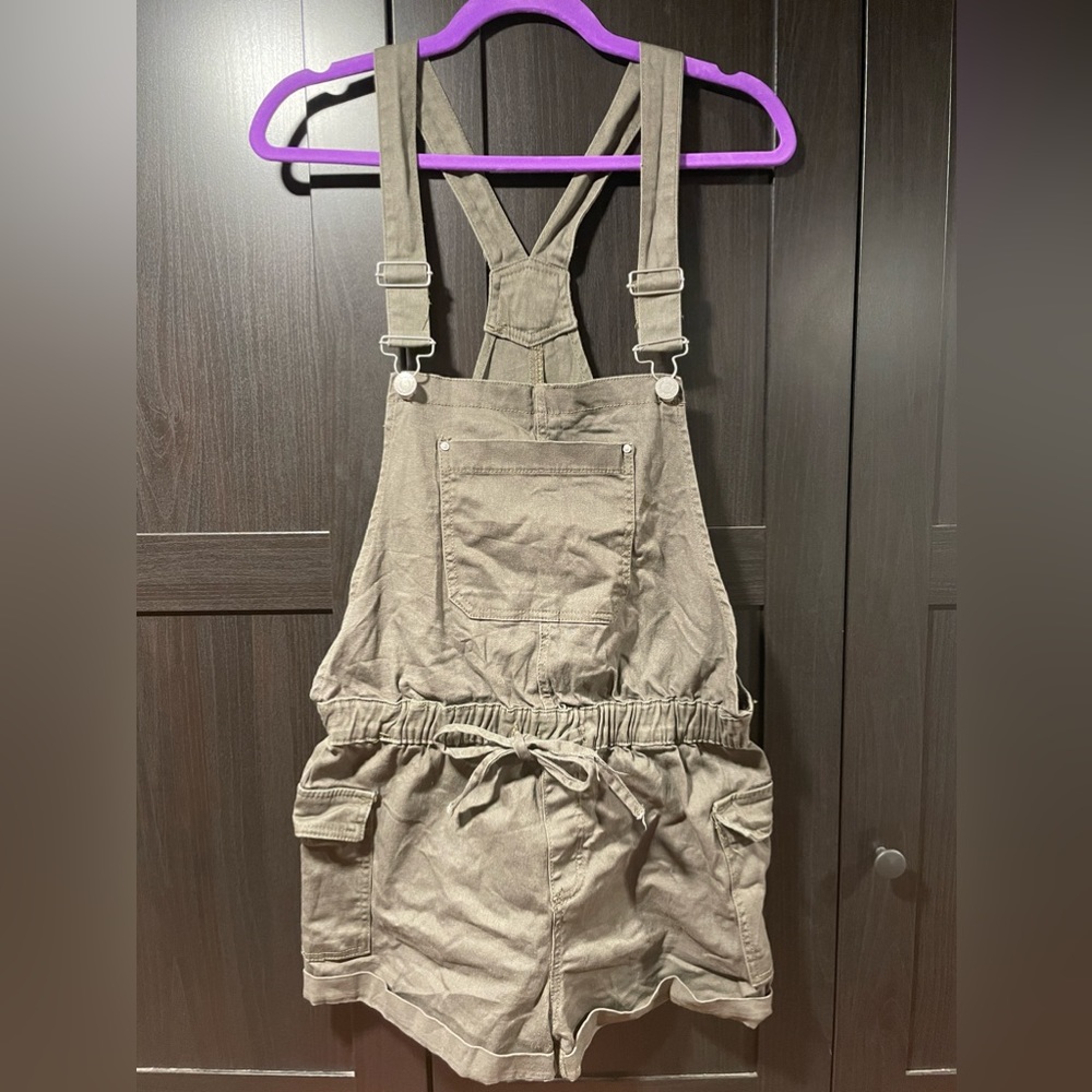 Olive green short overalls